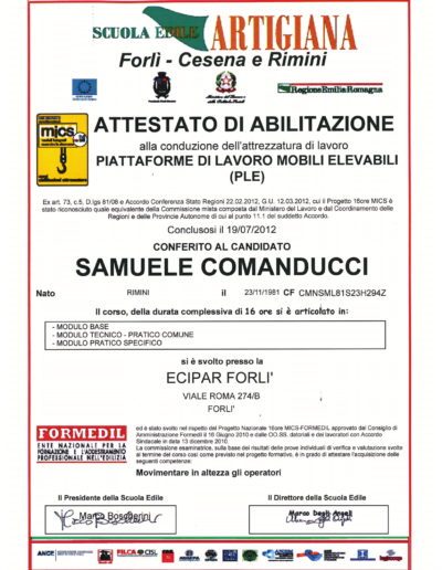 abilitazione PLE (cestello della gru)