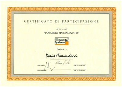 certificazione Schluters Denis