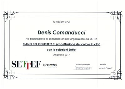 Attestato Comanducci Denis piano del colore progettazione del colore in città con le soluzioni settef