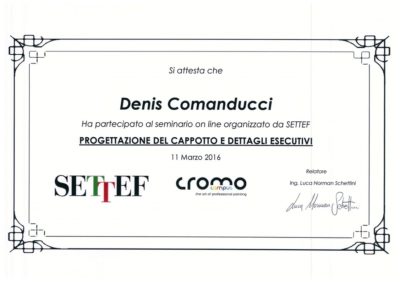 qualifica Comanducci Denis progettazione del cappotto e dettagli esecutivi