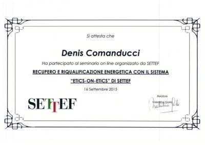 certificato Comanducci Denis recupero e riqualificazione energetica con il sistema etics on etics