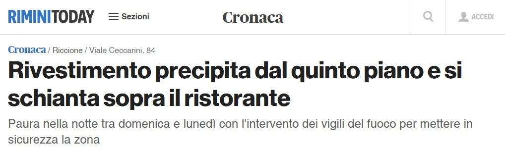 La Decorazione Morcianese interviene per la messa in sicurezza e per preservare l’incolumità dei cittadini e dei turisti a Riccione.