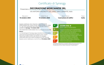 Decorazione Morcianese Srl ottiene il certificato di Synesgy: un traguardo di sostenibilità ESG